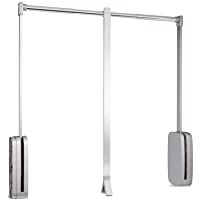EMUCA - Barra de Armario abatible- Perchero basculante- Colgador abatible para Armario- Anchura Regulable 600-830mm…